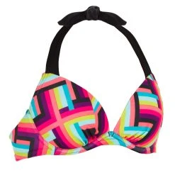 Olaian Women's Push-Up Swimsuit Top With Fixed Padded Cups Elena Pop Bikinis, Boardshorts