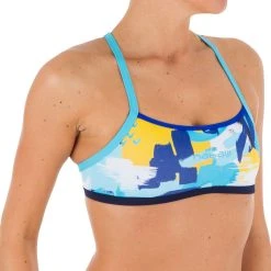 Nabaiji Women's Swimming Ultra Chlorine-Resistant Crop Top Jade Bikinis, Boardshorts