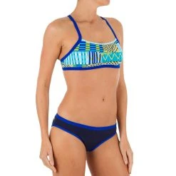 Nabaiji Women's Swimming Ultra Chlorine-Resistant Crop Top Jade Bikinis, Boardshorts