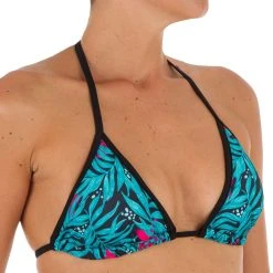 Olaian Bikinis, Boardshorts Women's Sliding Triangle Swimsuit Top With Removable Padded Cups Bali