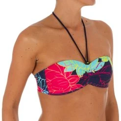 Tribord Olaian Laeti, Bandeau Swimsuit Top With Fixed Padded Cups, Women's Bikinis, Boardshorts