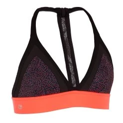 Olaian Women's Surfing Crop Top Swimsuit Top With Very Open Back Isa Shine Bikinis, Boardshorts