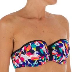 Olaian Women's Padded Cup Underwiring Swimsuit Top LEA BANDEAU STREET Bikinis, Boardshorts