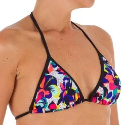 Olaian Bikinis, Boardshorts Women's Sliding Removable Padded Cup Triangle Swimsuit Top Street