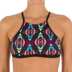 Tribord Olaian Andrea, Surfing Crop Top Swimsuit Top With Padded Cups, Women's