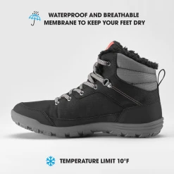 Quechua SH100 Warm, Waterproof Mid Hiking Boots, Women's Footwear