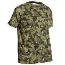 Solognac Short-Sleeved Cotton Camouflage Hunting T-Shirt Shirts
